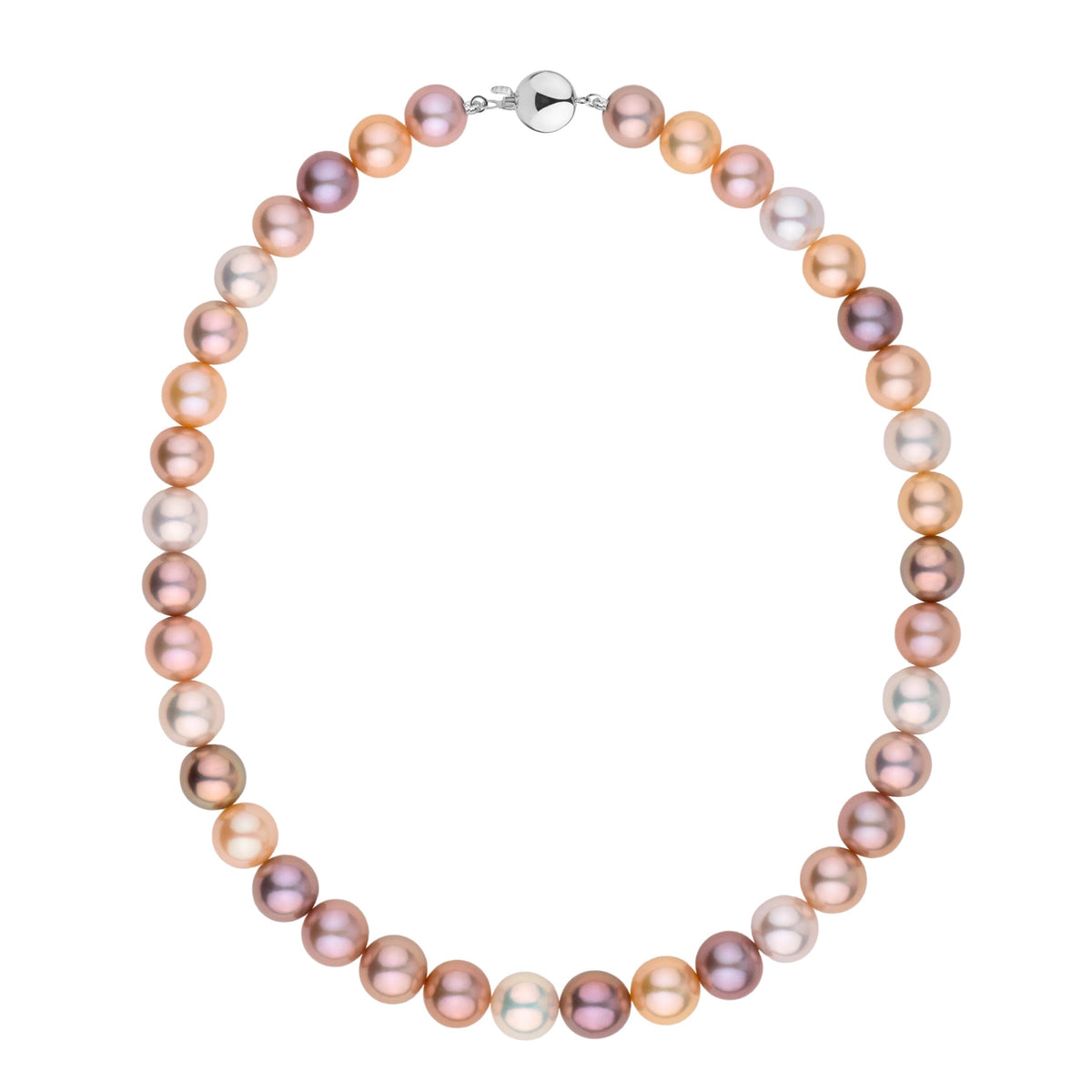 10–11 mm multicolor Freshadama pearl strand in peach, lavender, rose and cream tones