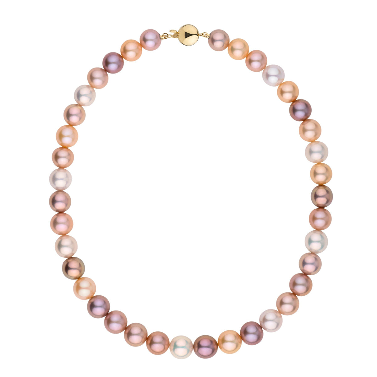 10.0-11.0 mm Multicolor Freshadama Freshwater Pearl Necklace YG polished