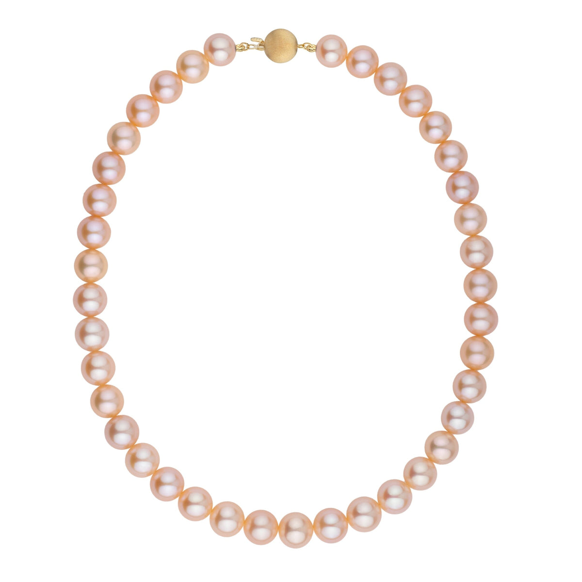 luxury pink to peach Freshadama pearl necklace with near-round pearls