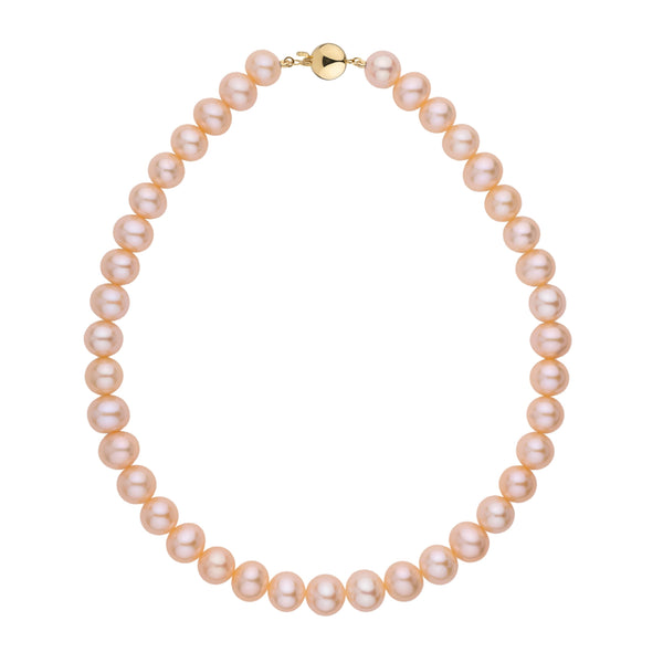 10.5-11.5 mm AA+ Pink to Peach Freshwater Pearl Necklace YG