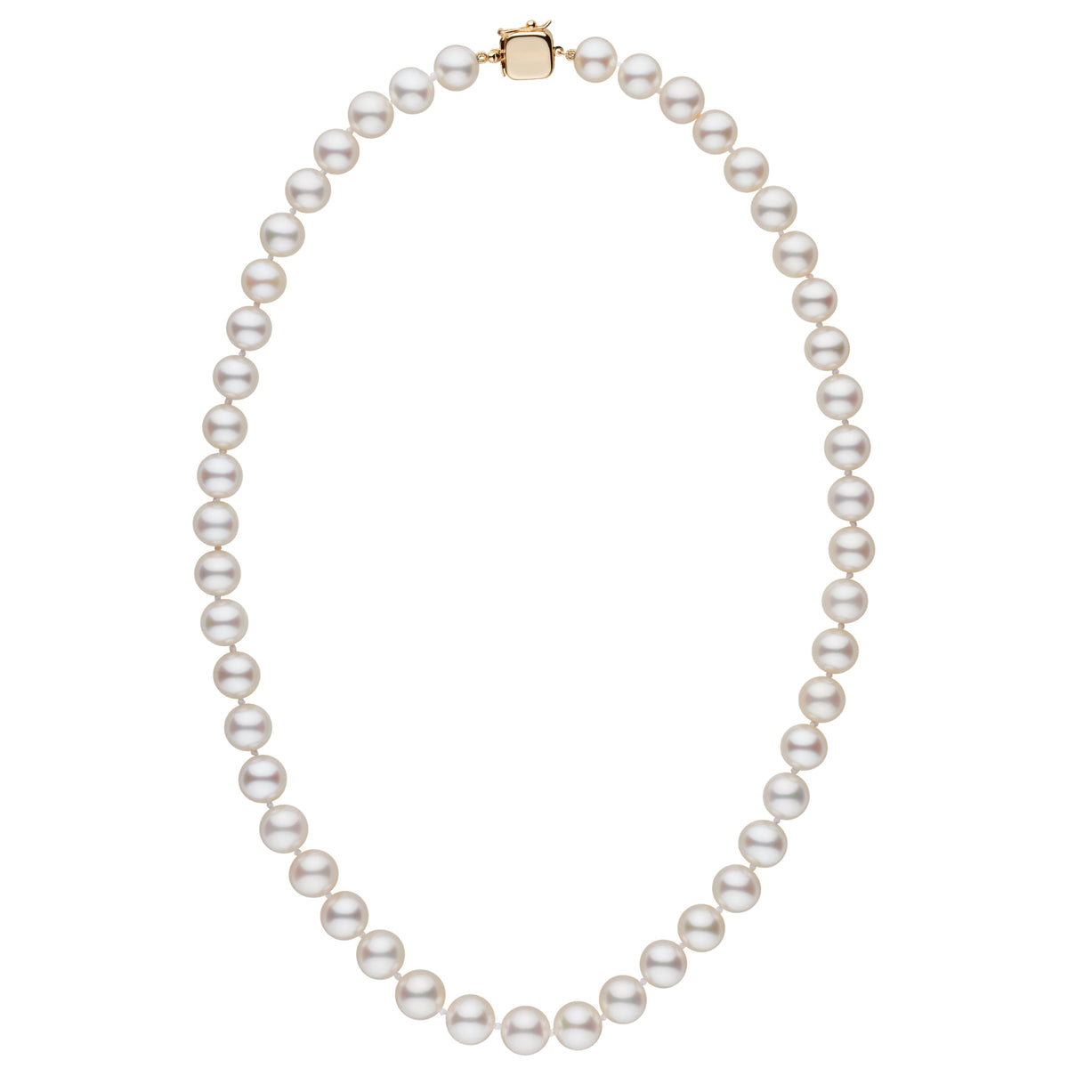 Personalized 18 Inch 8.5-9.0 mm AAA White Freshwater Pearl Square Clasp Necklace