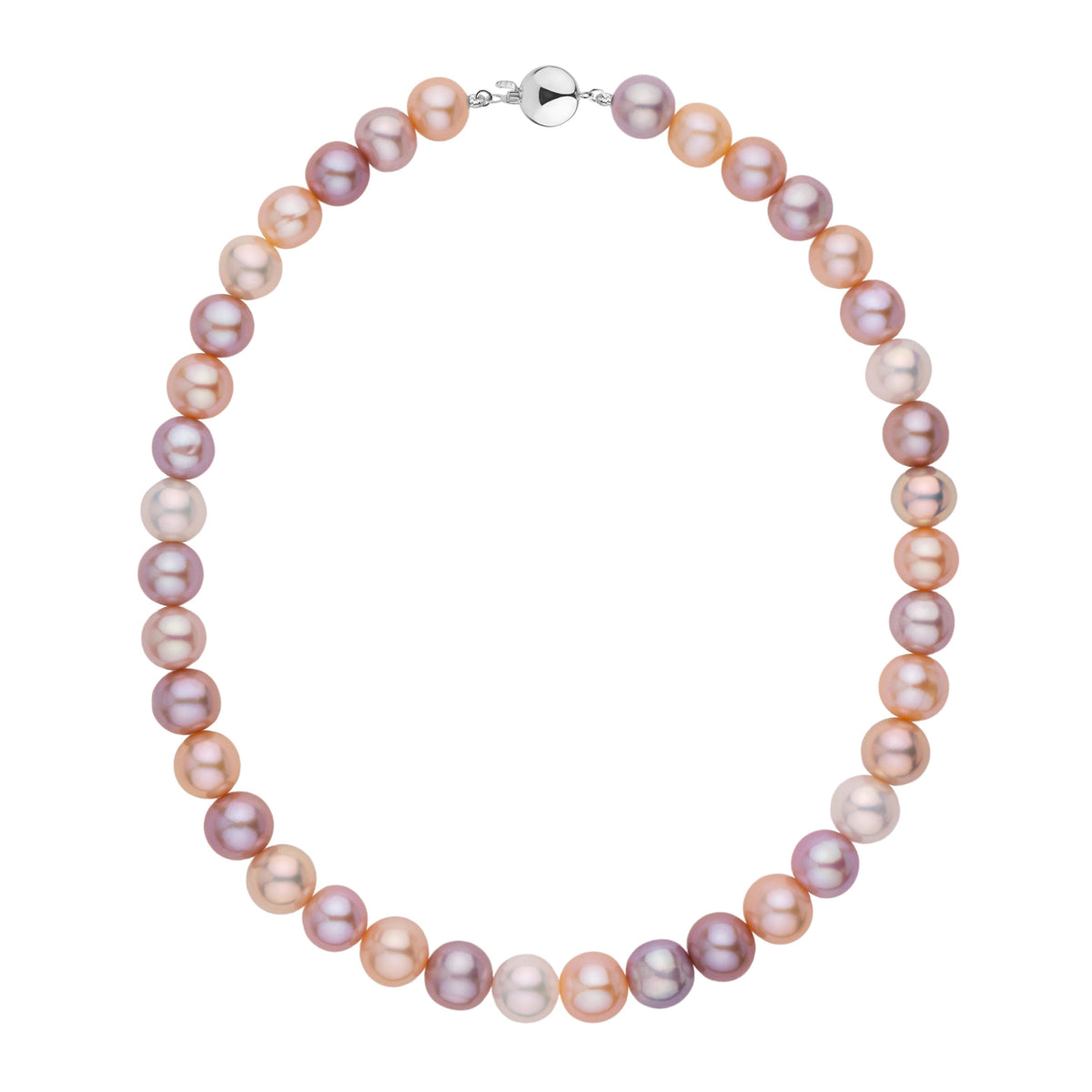 10.5-11.5 mm AA+ Multicolor Freshwater Pearl Necklace white gold