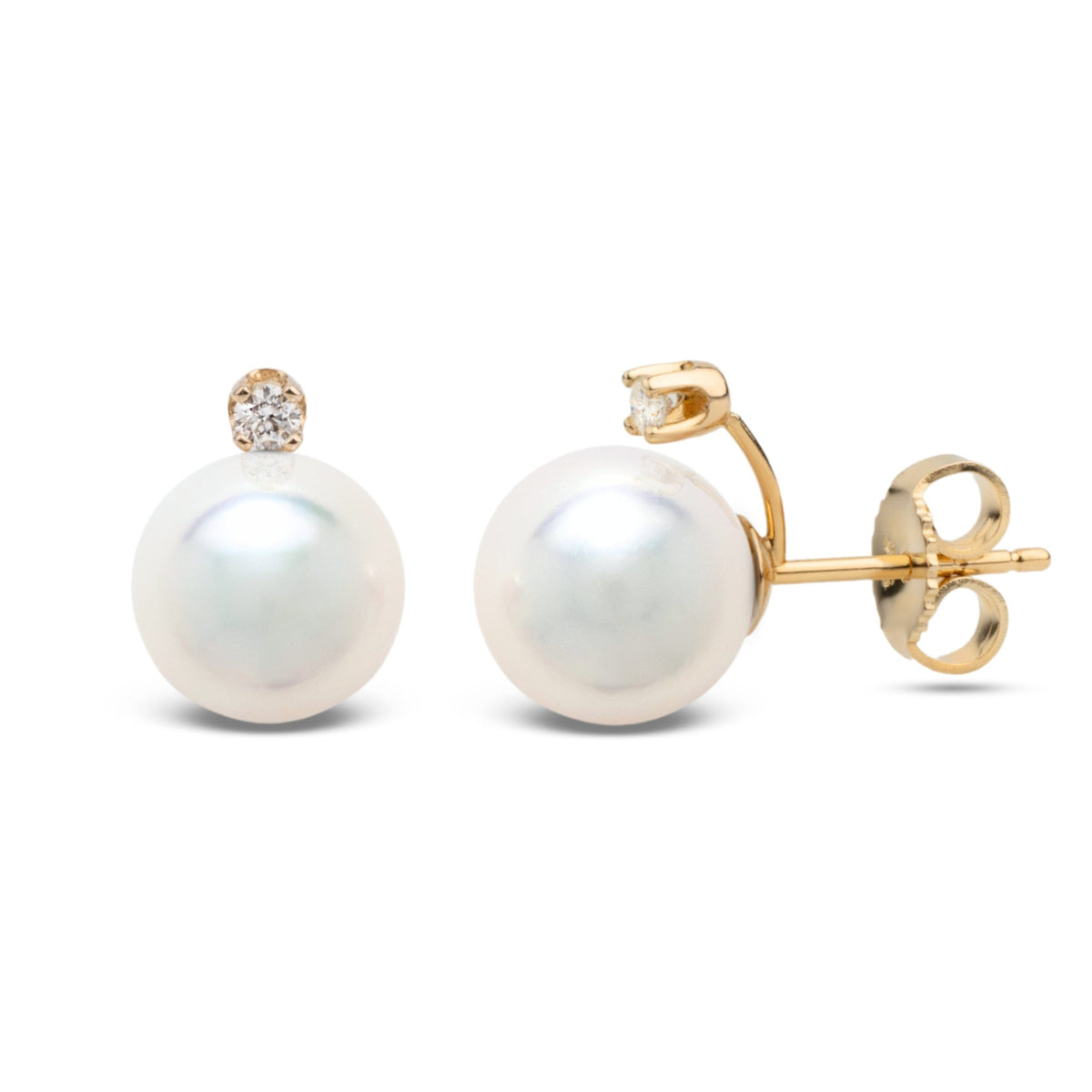 Starlight Collection 7.0-7.5 mm White Akoya Pearl & Diamond Stud Earrings