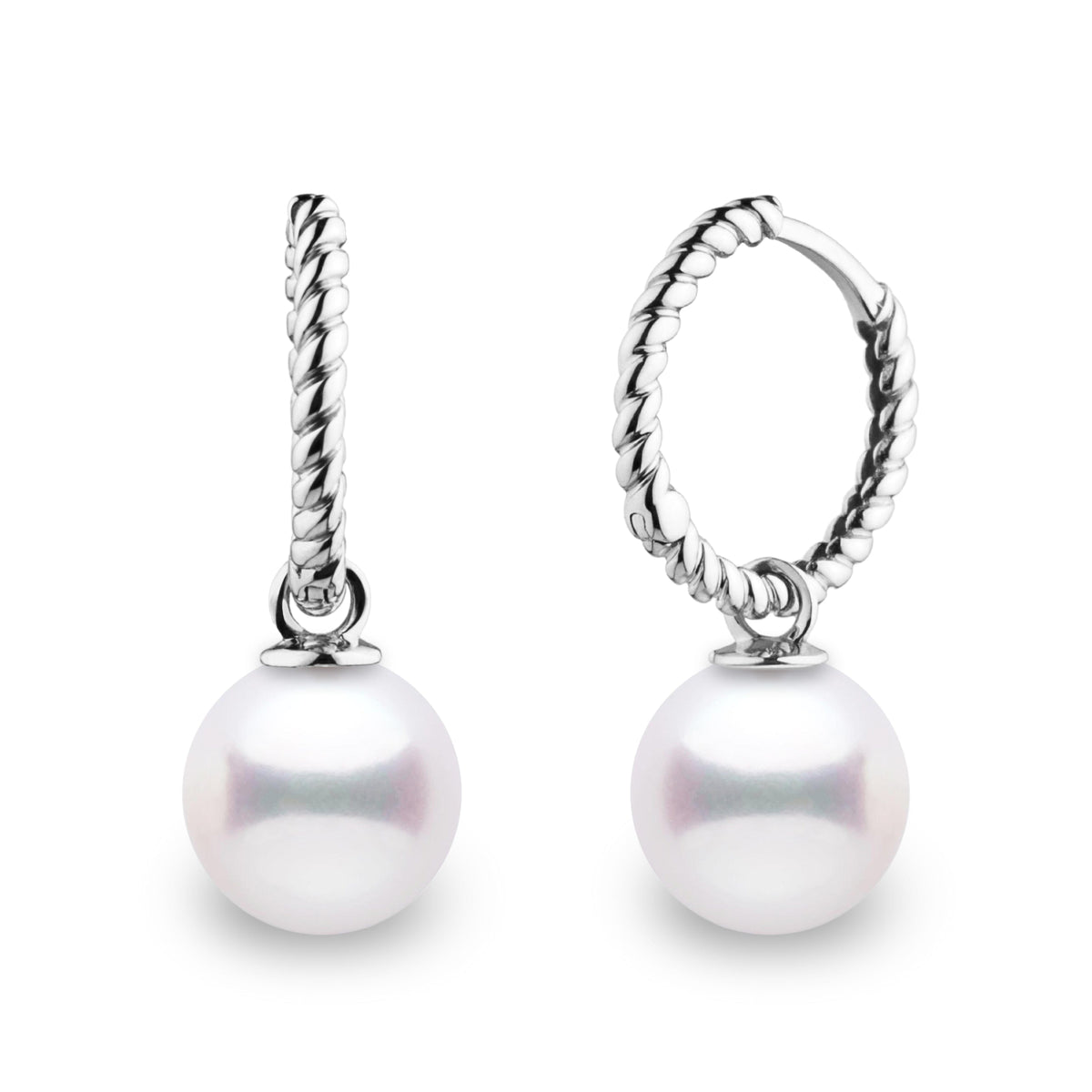 Rope Collection 8.5-9.0 mm White Akoya Pearl Earrings