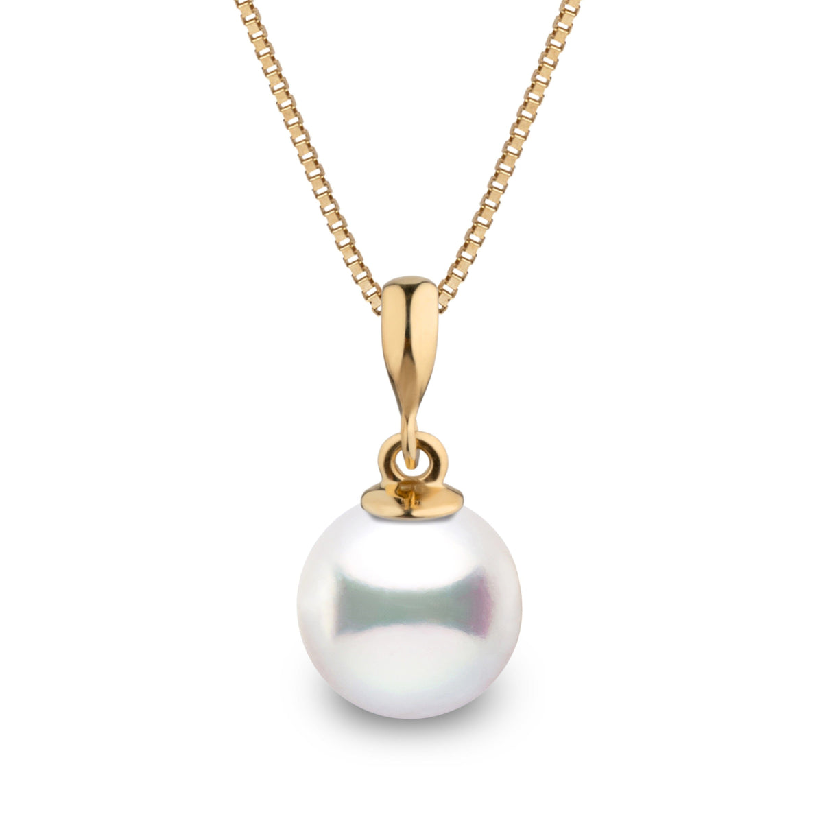 Grace Collection 8.5-9.0 mm Akoya Pearl Pendant in 14K Yellow Gold on a Box Chain