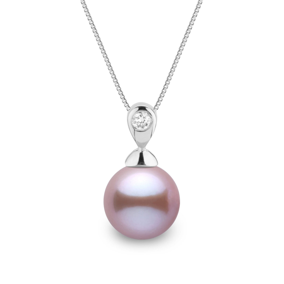 Dew Collection 8.5-9.0 mm Lavender Freshadama Pearl and Diamond Pendant, view 2