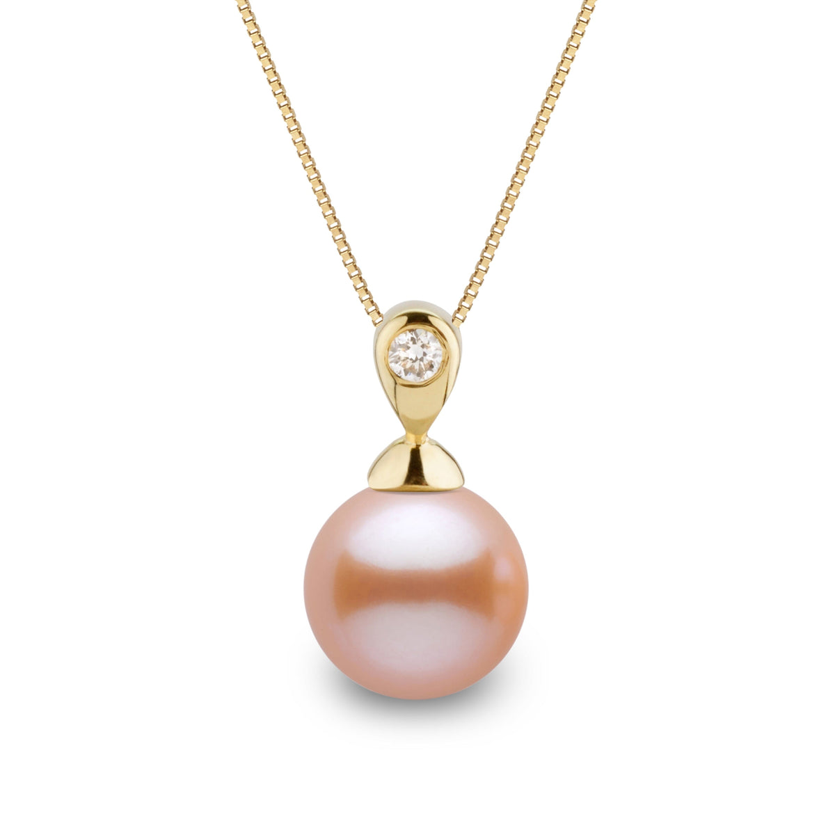 Dew Collection 8.5-9.0 mm Pink to Peach Freshadama Pearl and Diamond Pendant, view 2