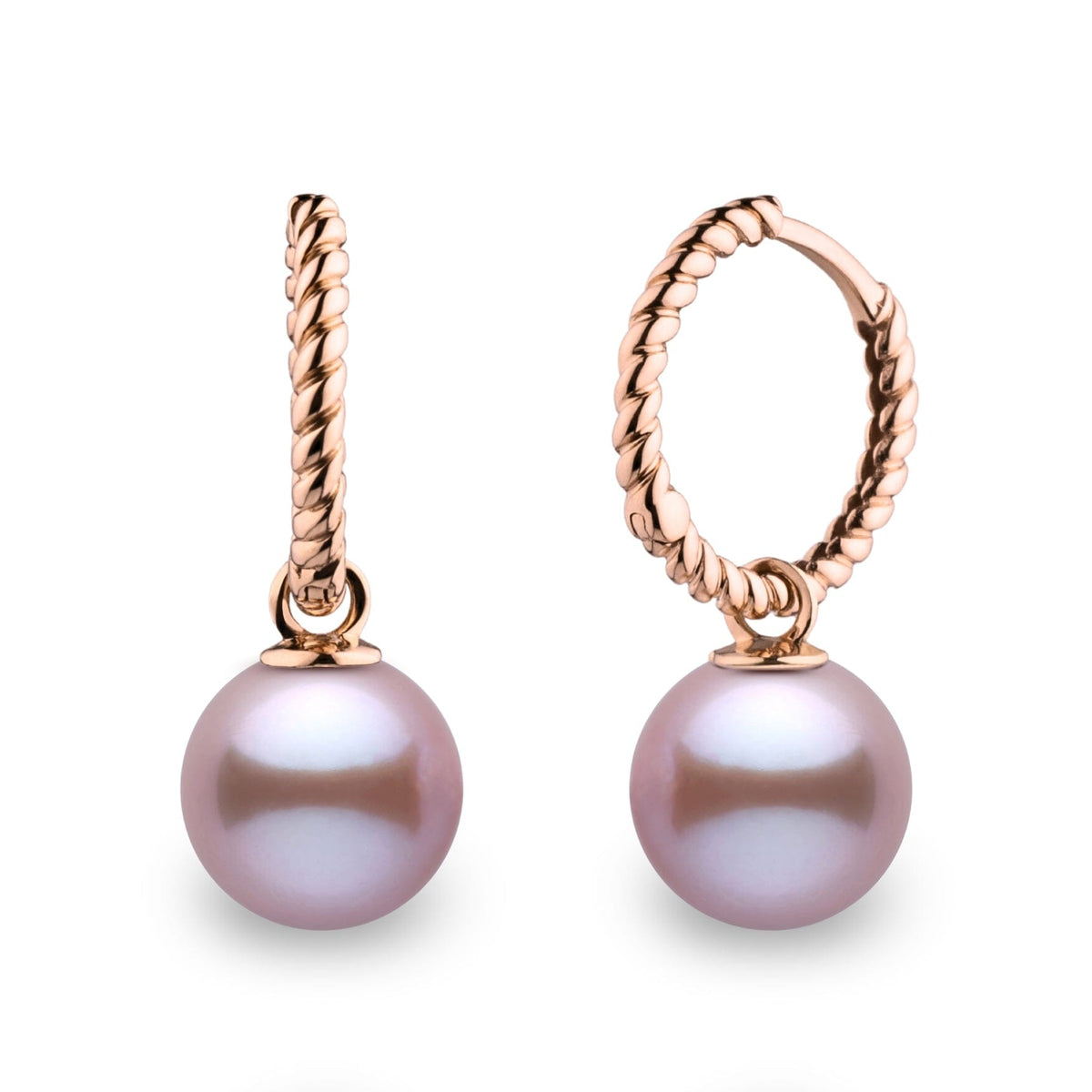 Rope Collection 8.5-9.0 mm Lavender Freshadama Freshwater Pearl Earrings in 14K Yellow Gold