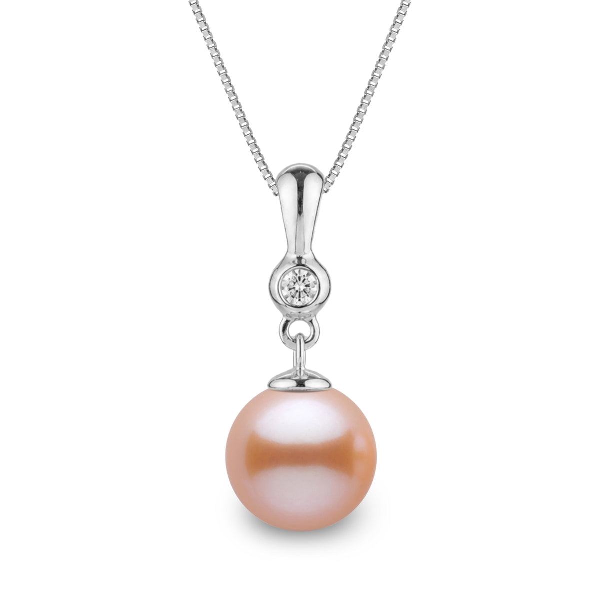 Romantic Collection 8.5-9.0 mm Pink to Peach Freshadama Pearl & Diamond Pendant, view 2