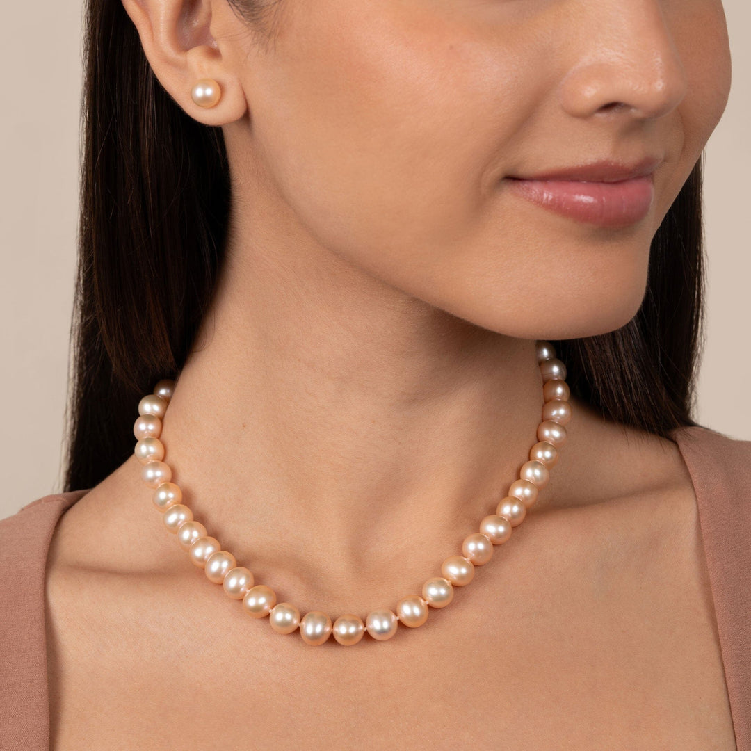 8.5-9.0 mm 16 Inch AA+ Pink to Peach Freshwater Pearl Necklace