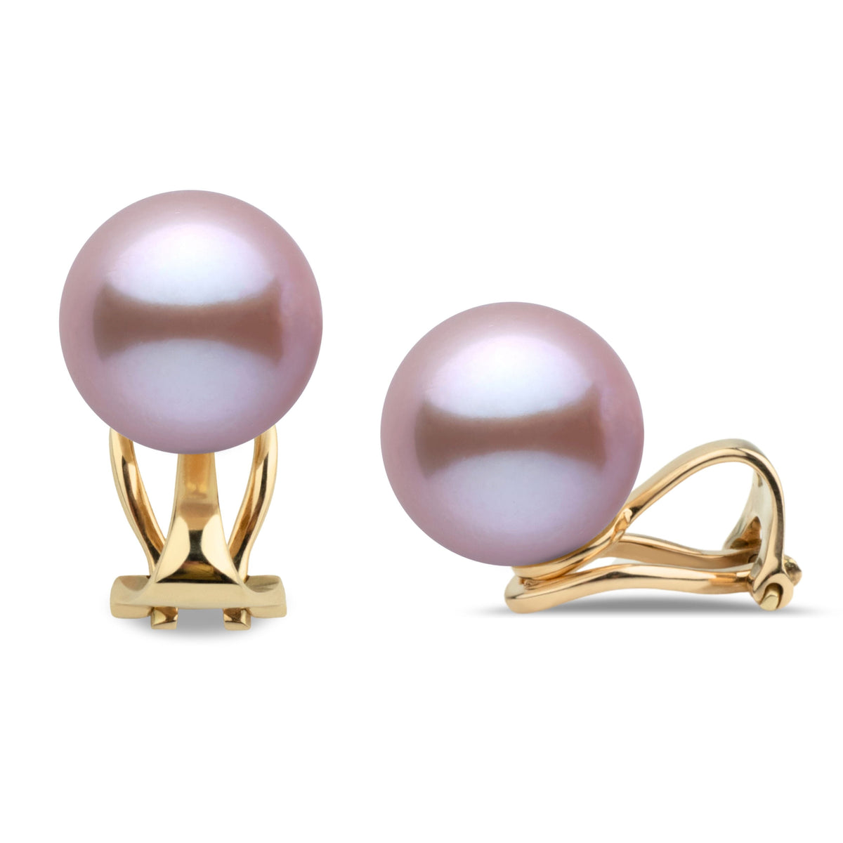 Clip Collection 9.0-10.0 mm Lavender Freshadama Pearl Stud Earrings in 14K White Gold