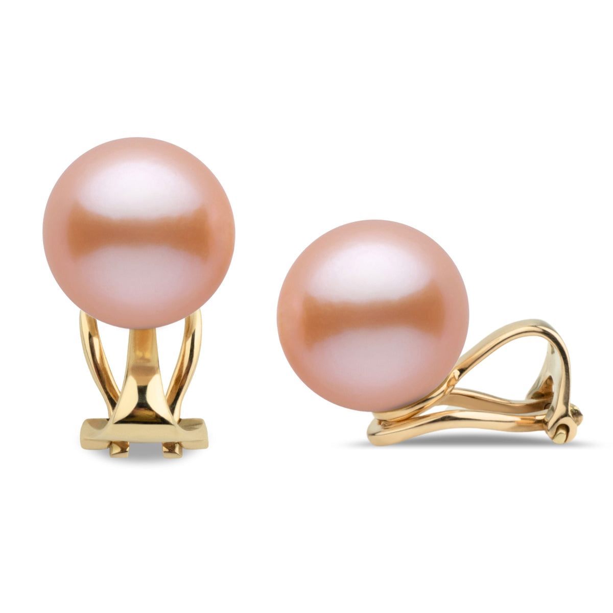 Clip Collection 9.0-10.0 mm Pink to Peach Freshadama Pearl Stud Earrings, view 2