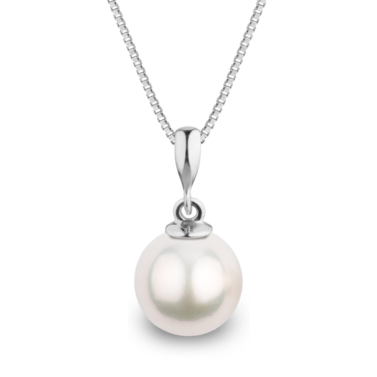 Grace Collection 9.0-10.0 mm White South Sea Pearl Pendant in 14K Yellow Gold on a Box Chain