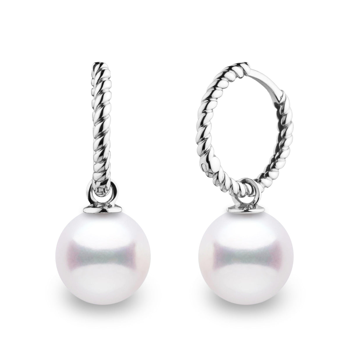 Rope Collection 9.0-9.5 mm White Akoya Pearl Earrings
