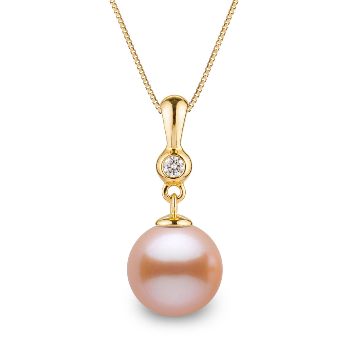 Romantic Collection 9.0-10.0 mm Pink to Peach Freshadama Pearl & Diamond Pendant, view 2