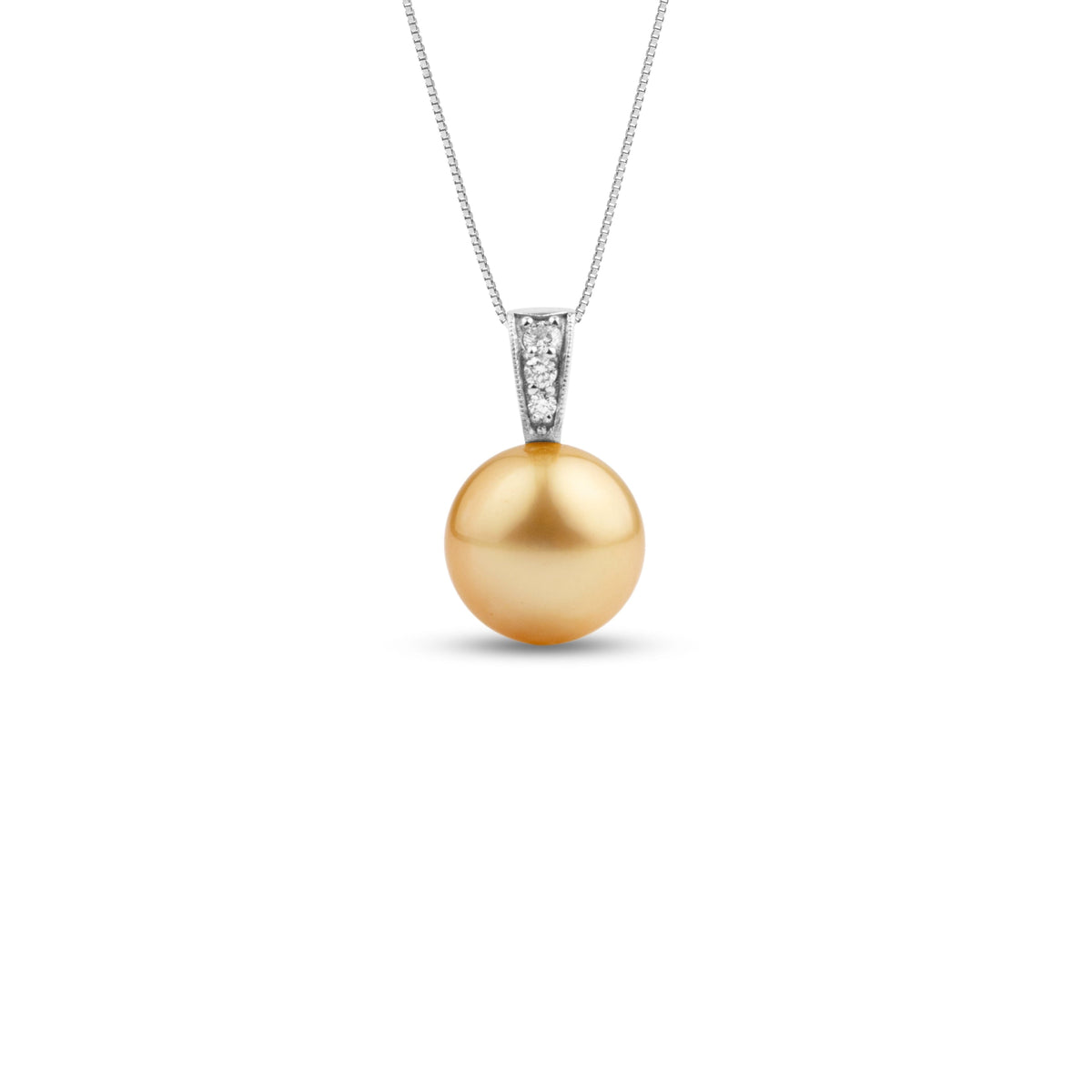 Desire Collection Golden 10.0-11.0 mm South Sea Pearl and Diamond Pendant