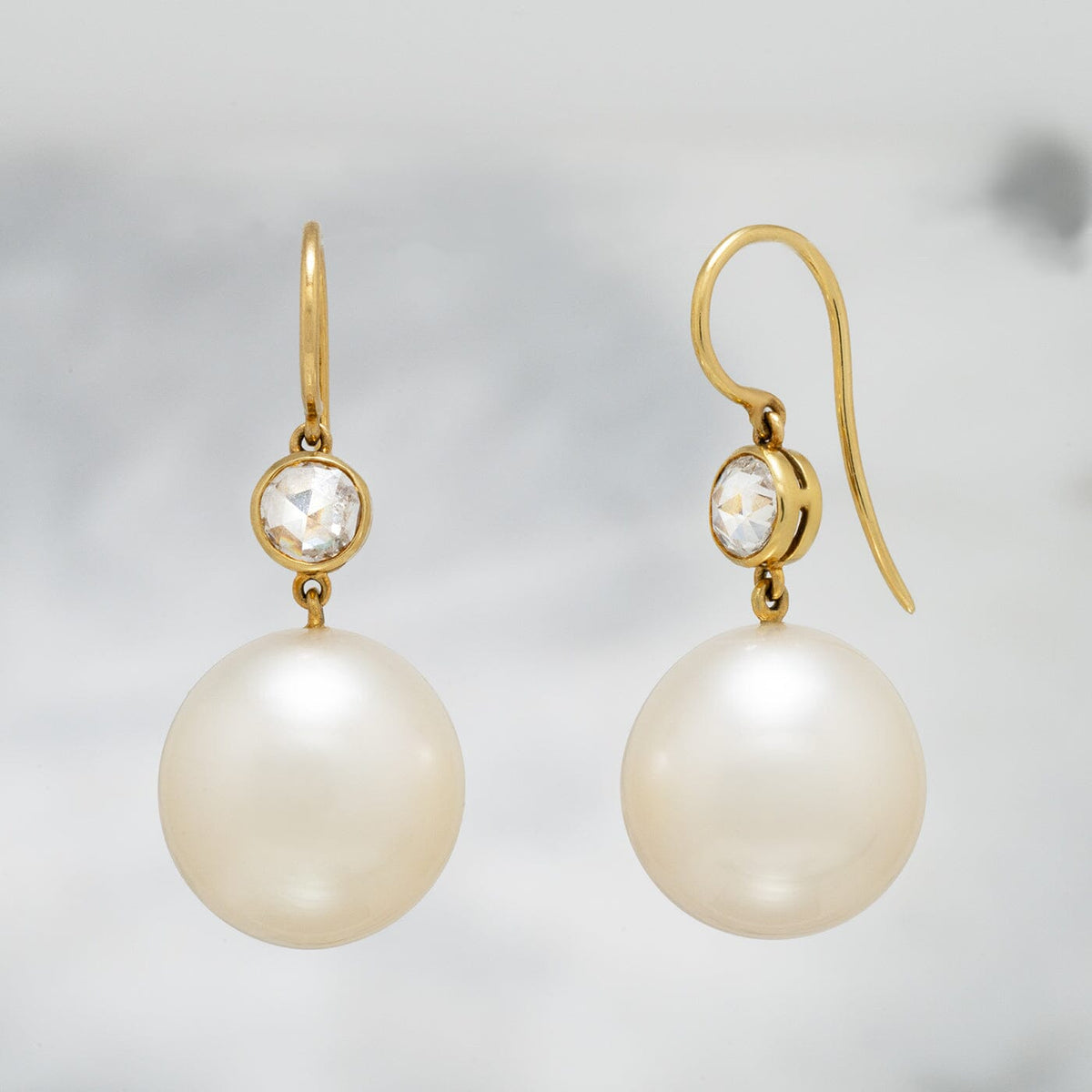 Assael Collection: 16.4 x 15.7 mm South Sea Pearl and Diamond Earrings