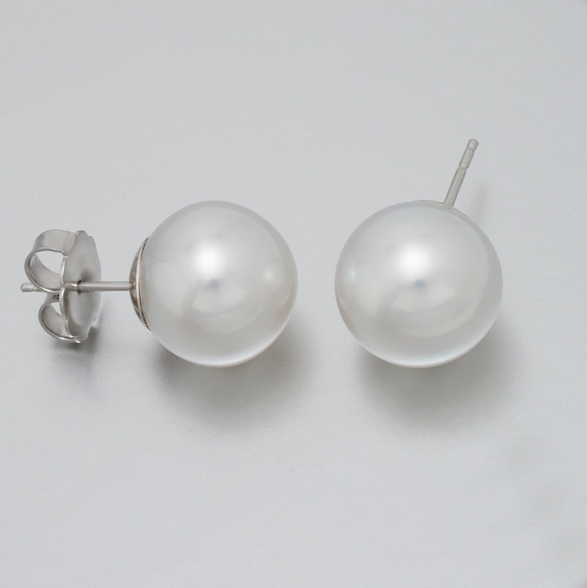 13-14 mm White south sea pearl earrings 18K white Gold