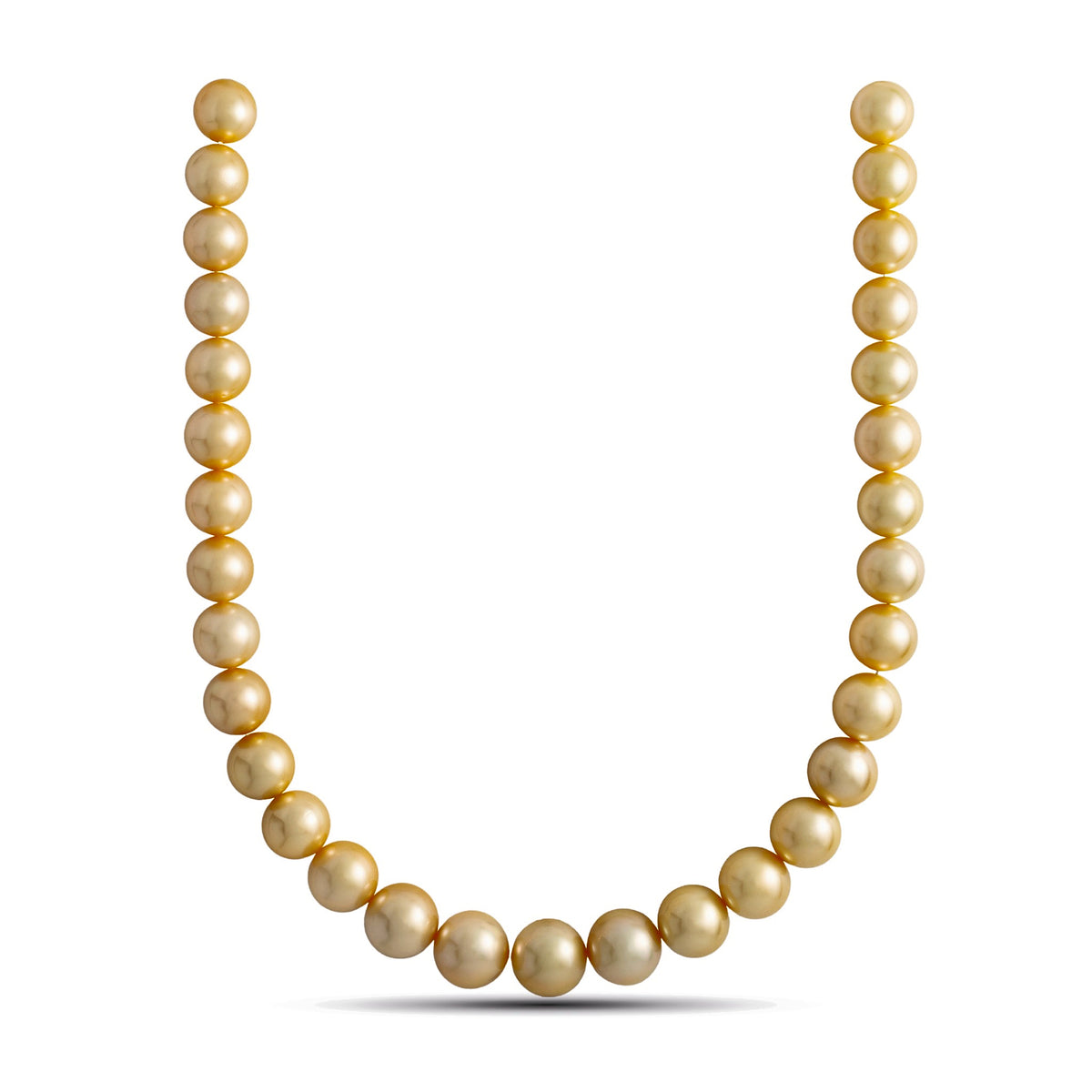 12.1-15.1 mm AAA Round Light Golden South Sea Pearl Necklace
