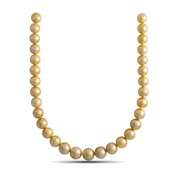 12.1-15.1 mm AAA Round Light Golden South Sea Pearl Necklace