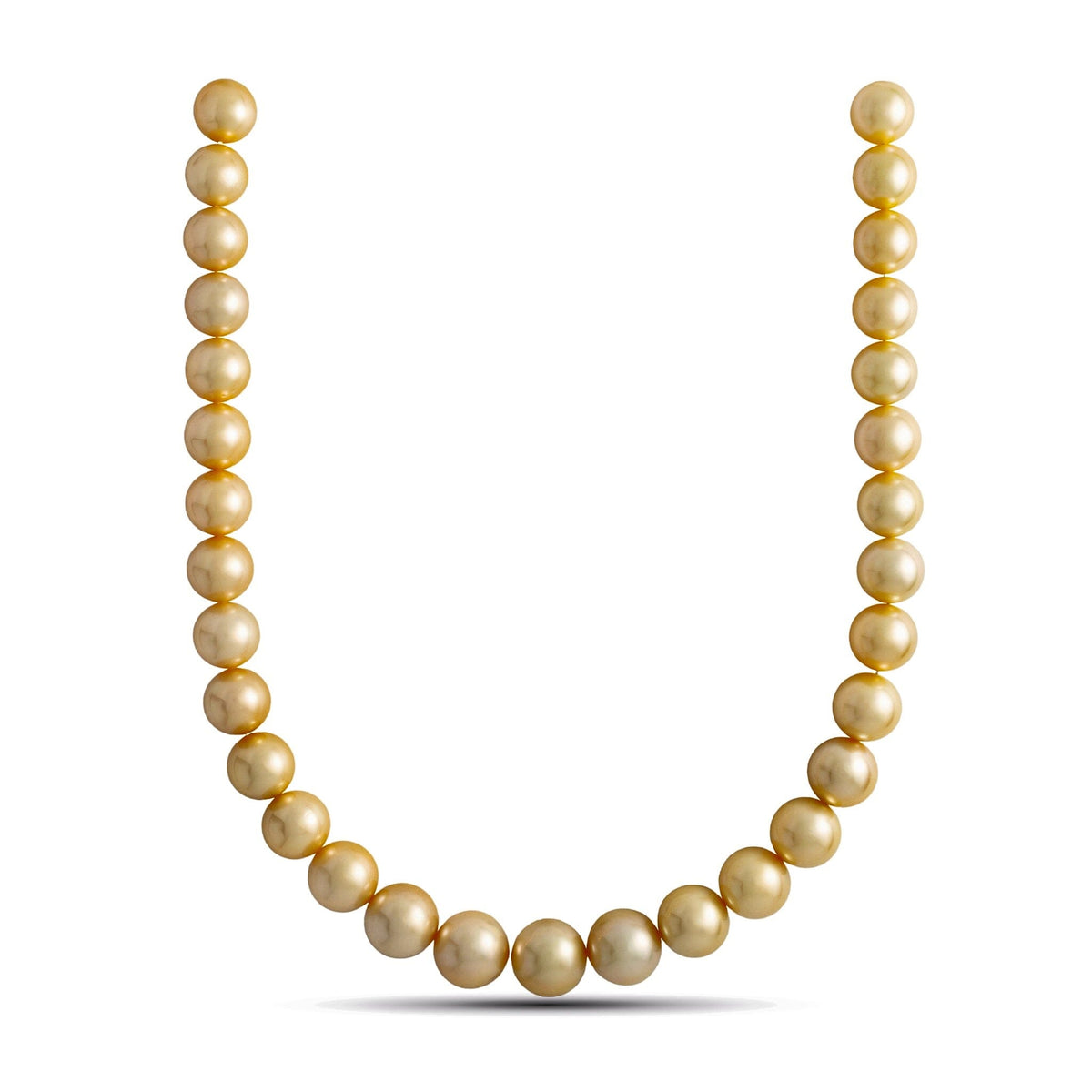 12.1-15.1 mm AAA Round Light Golden South Sea Pearl Necklace