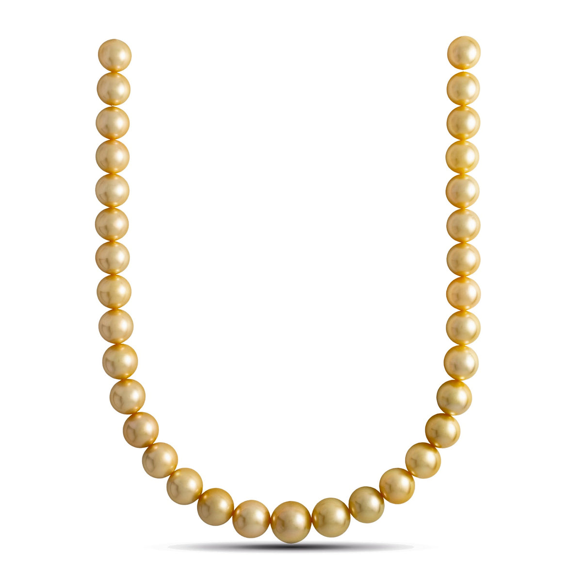 12.0-15.4 mm AAA Round Light Golden South Sea Pearl Necklace