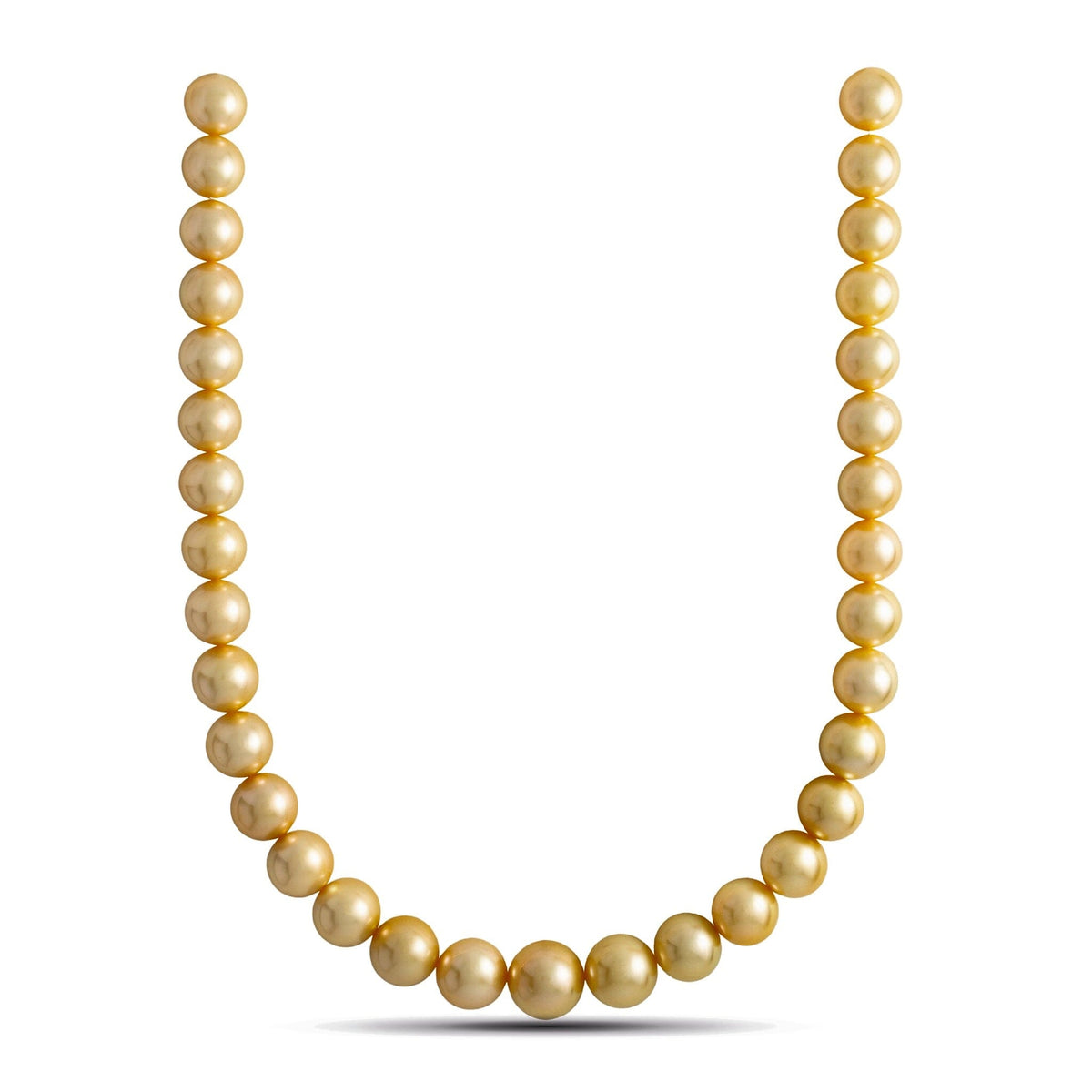 12.0-15.4 mm AAA Round Light Golden South Sea Pearl Necklace