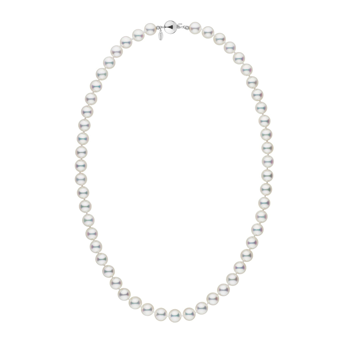 6.5-7.0 mm GIA Hanadama Akoya Pearl Necklace featuring lustrous white akoya pearls strung with a secure clasp, showcasing a classic and elegant pearl strand design.
