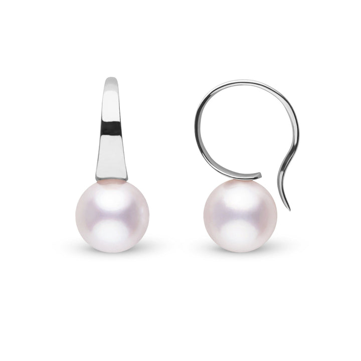 Crescent Collection White Akoya 7.5-8.0 mm Pearl Hoop Earrings