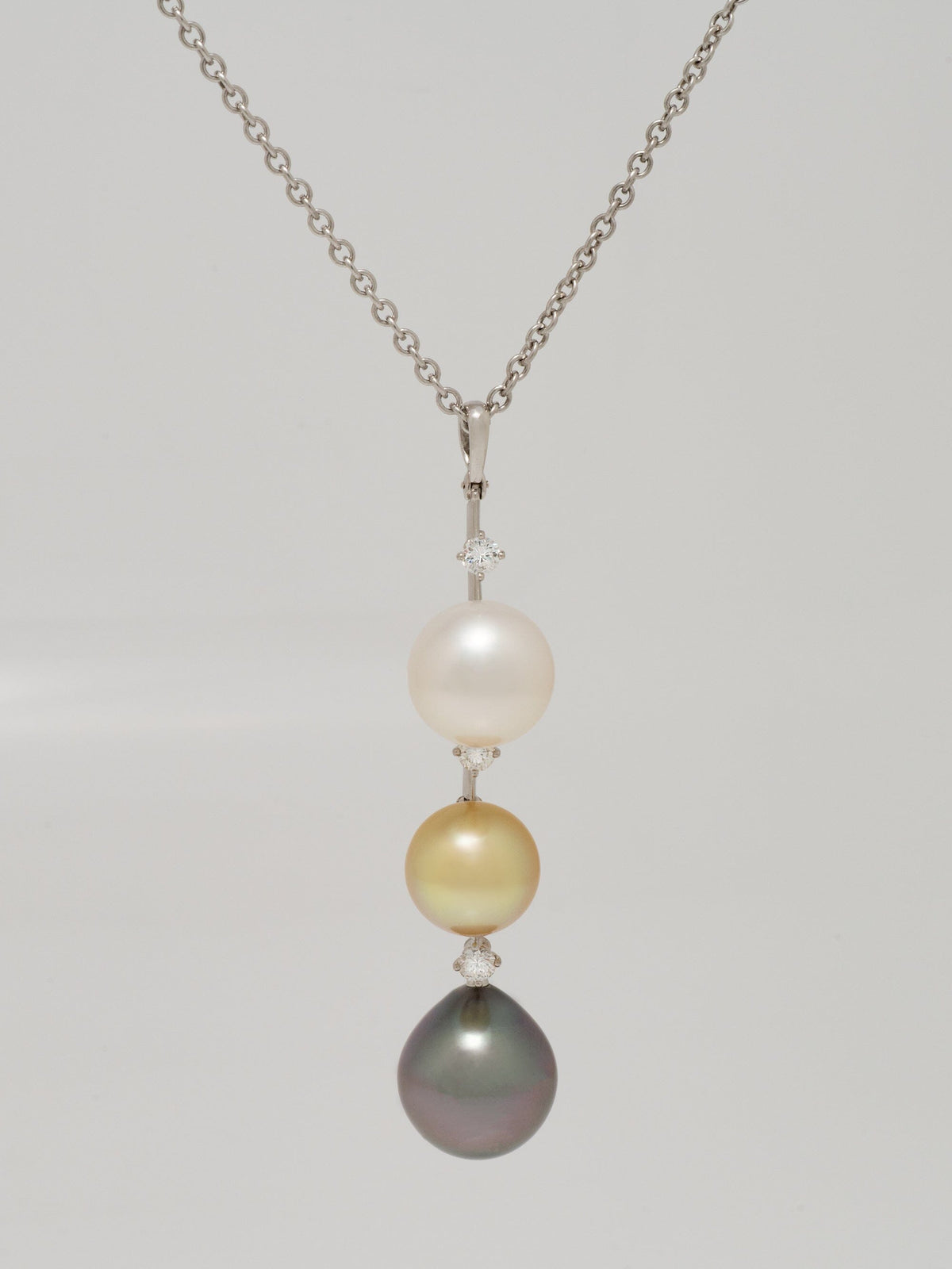 Assael Collection: 11.7-15.5 mm Tahitian, Golden, and White South Sea Pearl and Diamond Pendant
