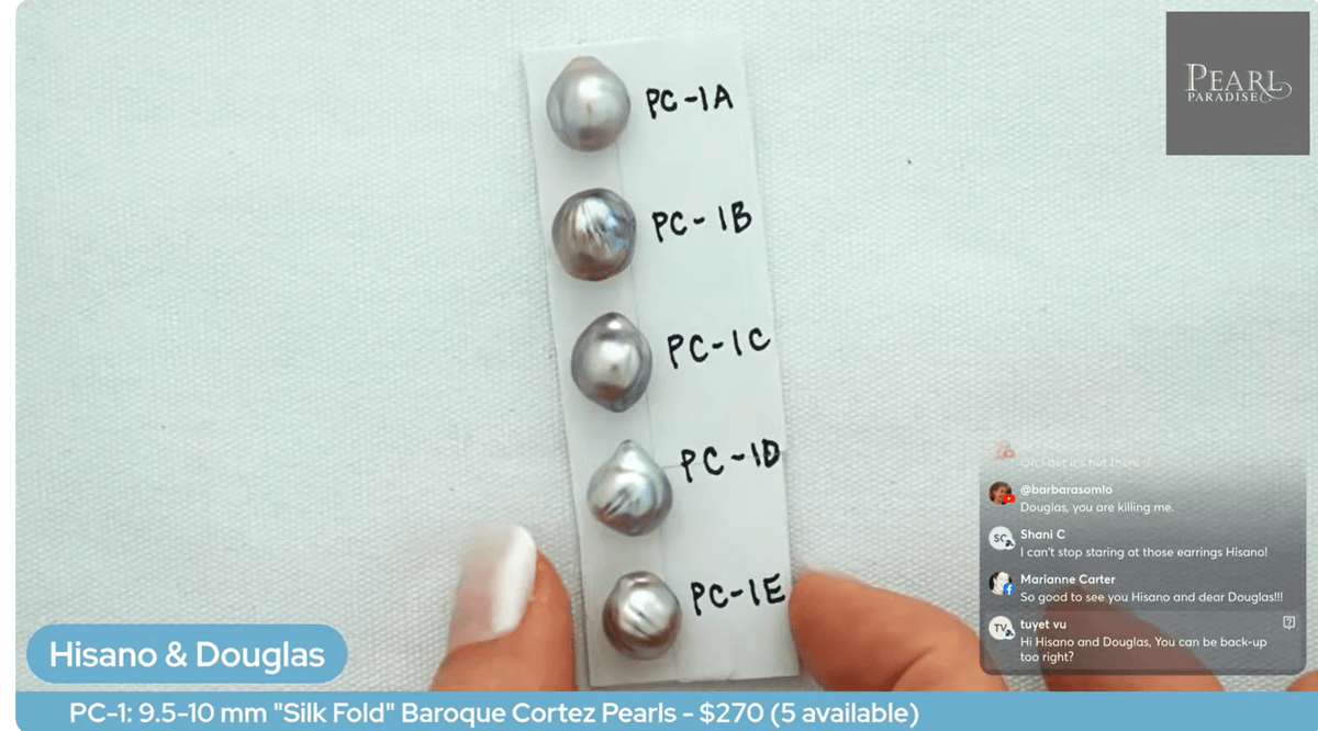 PC-1: 9.5-10 mm “Silk Fold” Baroque Cortez Pearls loose pearl, view 3
