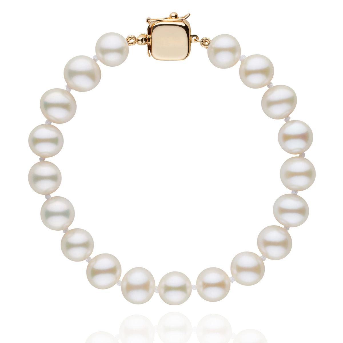 Personalized 8.5-9.0 mm AAA White Freshwater Pearl Square Clasp Bracelet