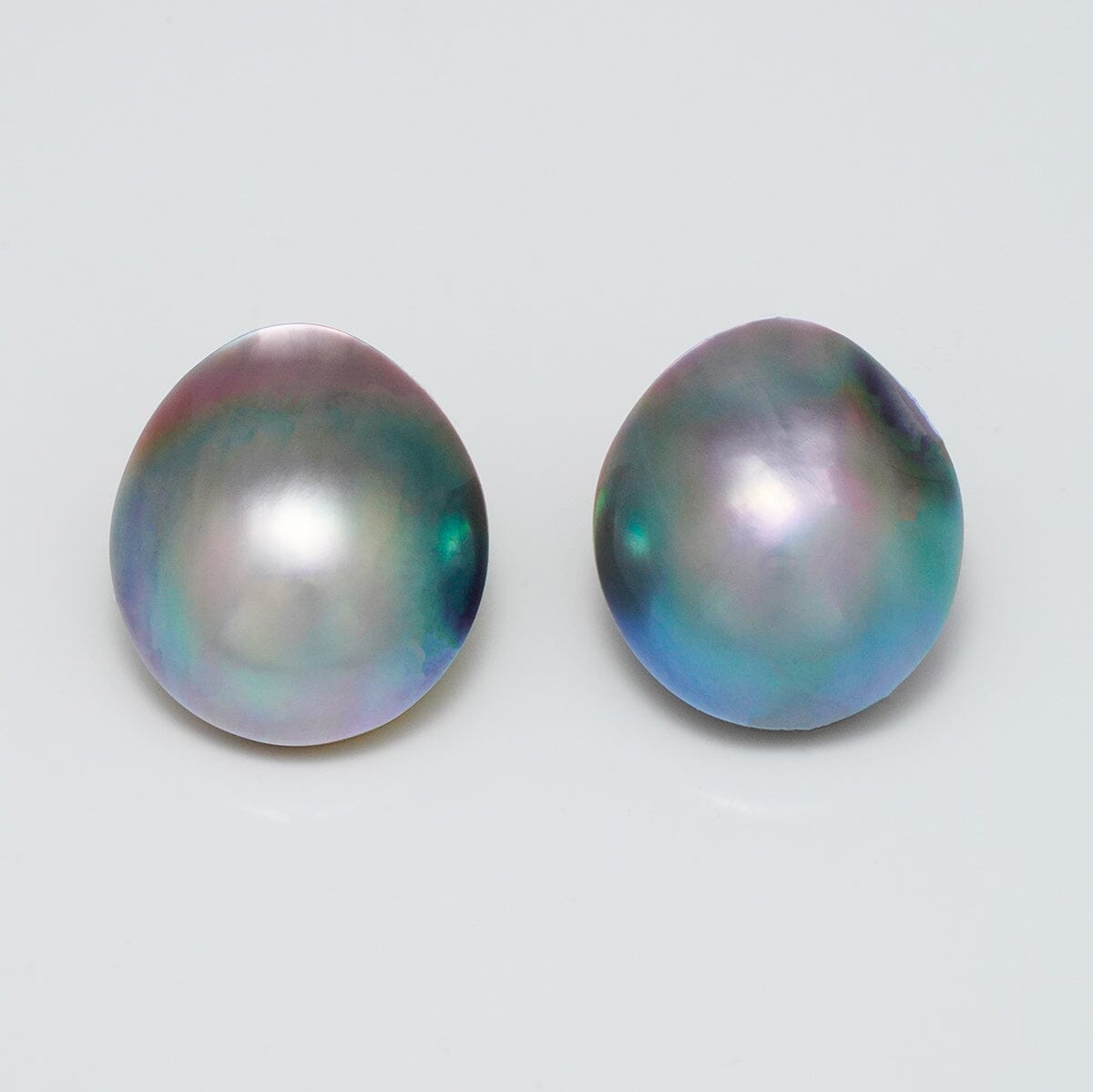SC-18: 12-13 mm Drop Special Color Cortez Mabé Pearl Pair loose pearl, view 2