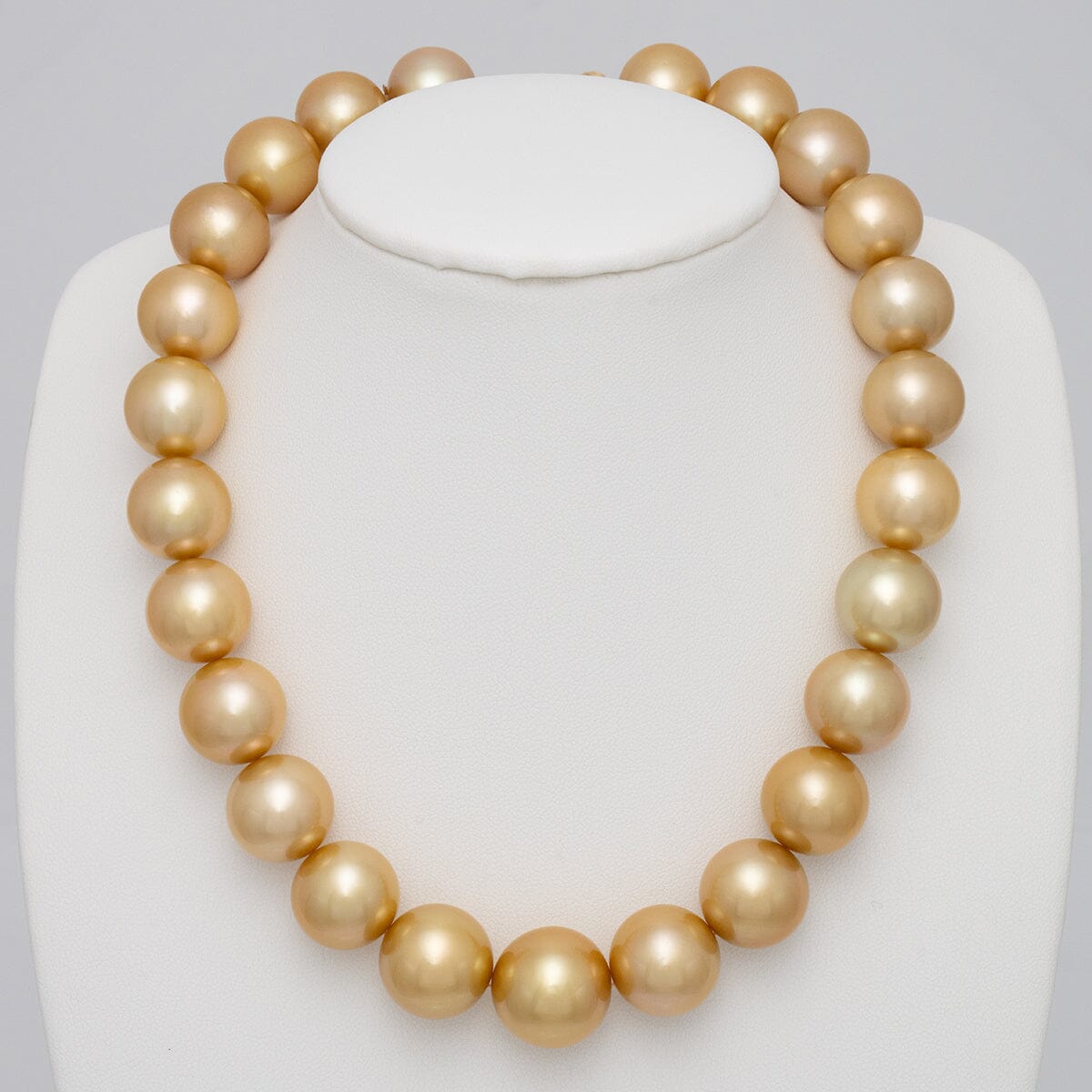 15.0-17.7 mm Round Golden South Sea Pearl Necklace on bust