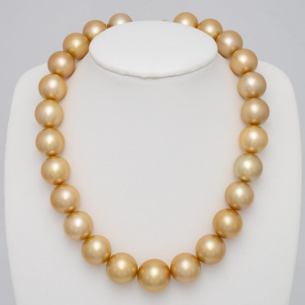15.0-17.7 mm Round Golden South Sea Pearl Necklace on bust