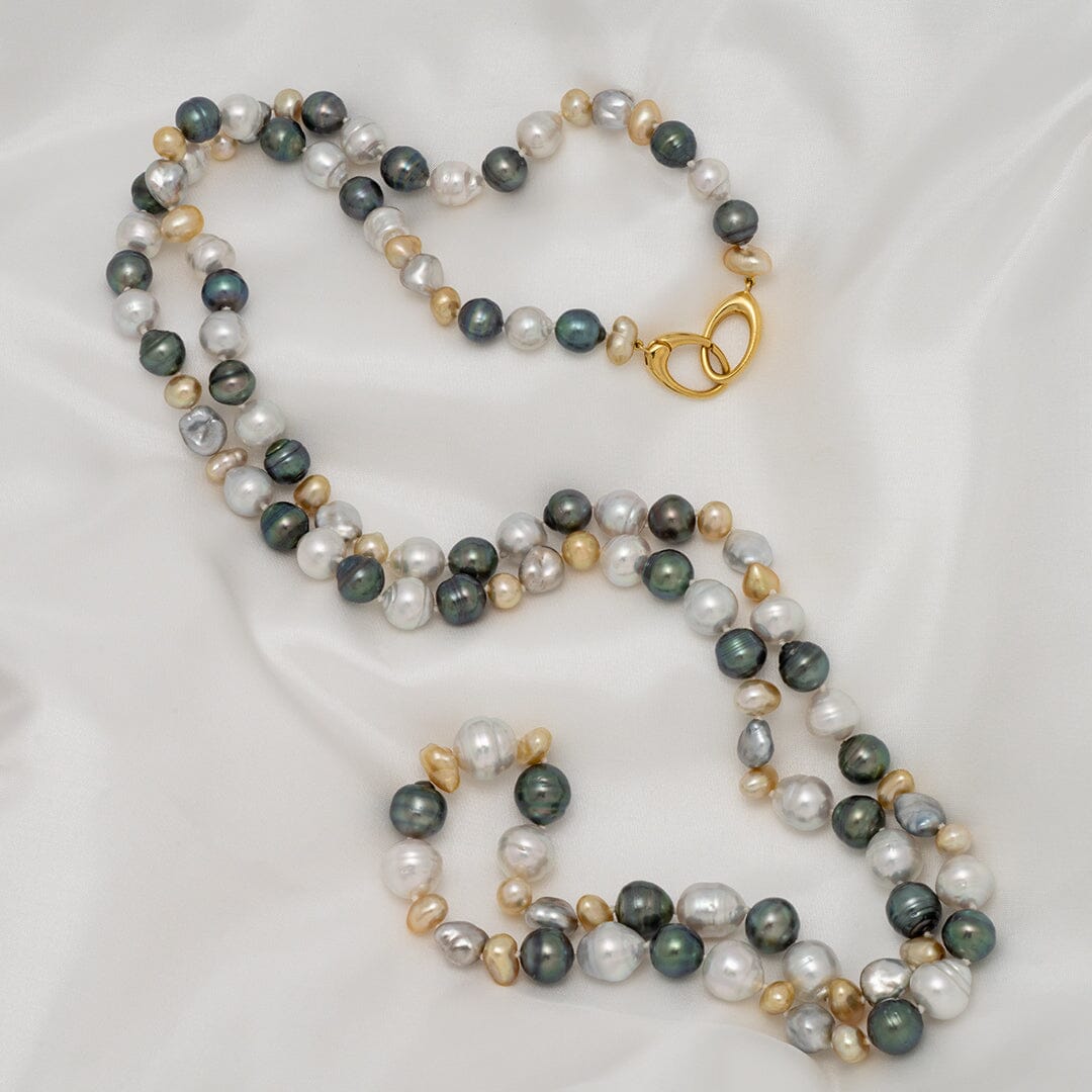 7.0–13.1 mm South Sea and Tahitian baroque & keshi pearl necklace