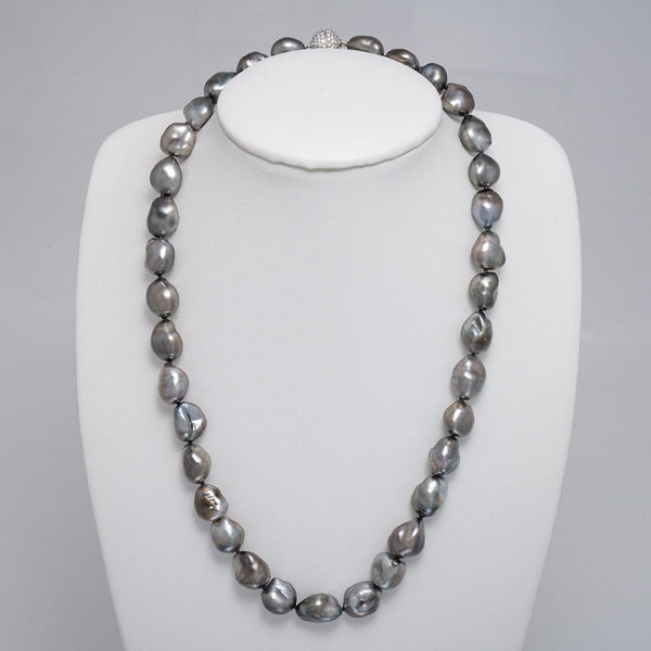 Assael Collection: 10.2-11.0 mm Tahitian Keshi Pearl and Diamond Necklace, 18.25 inches