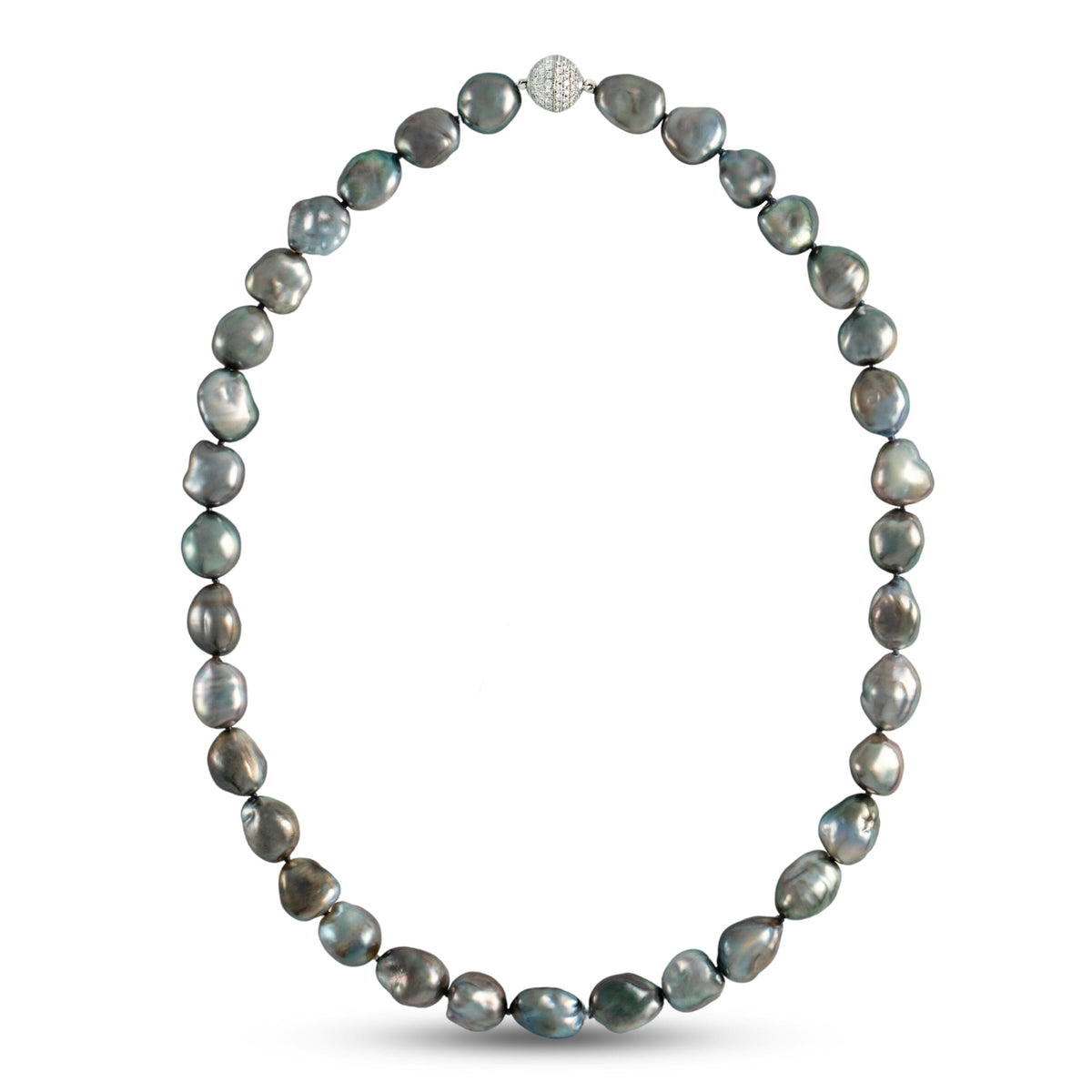 Assael Collection: 10.2-11.0 mm Tahitian Keshi Pearl and Diamond Necklace, 18.25 inches