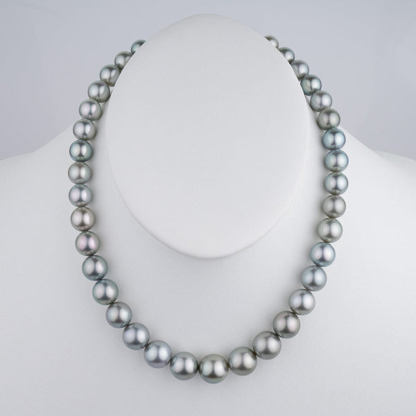 10.0-13.5 mm Round Tahitian Pearl Necklace on bust