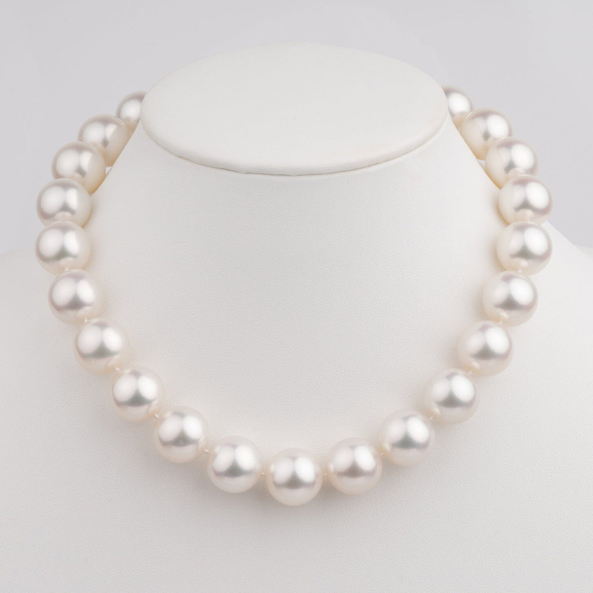 16.0 to 16.4 mm White South Sea Round Pearl Necklace on bust