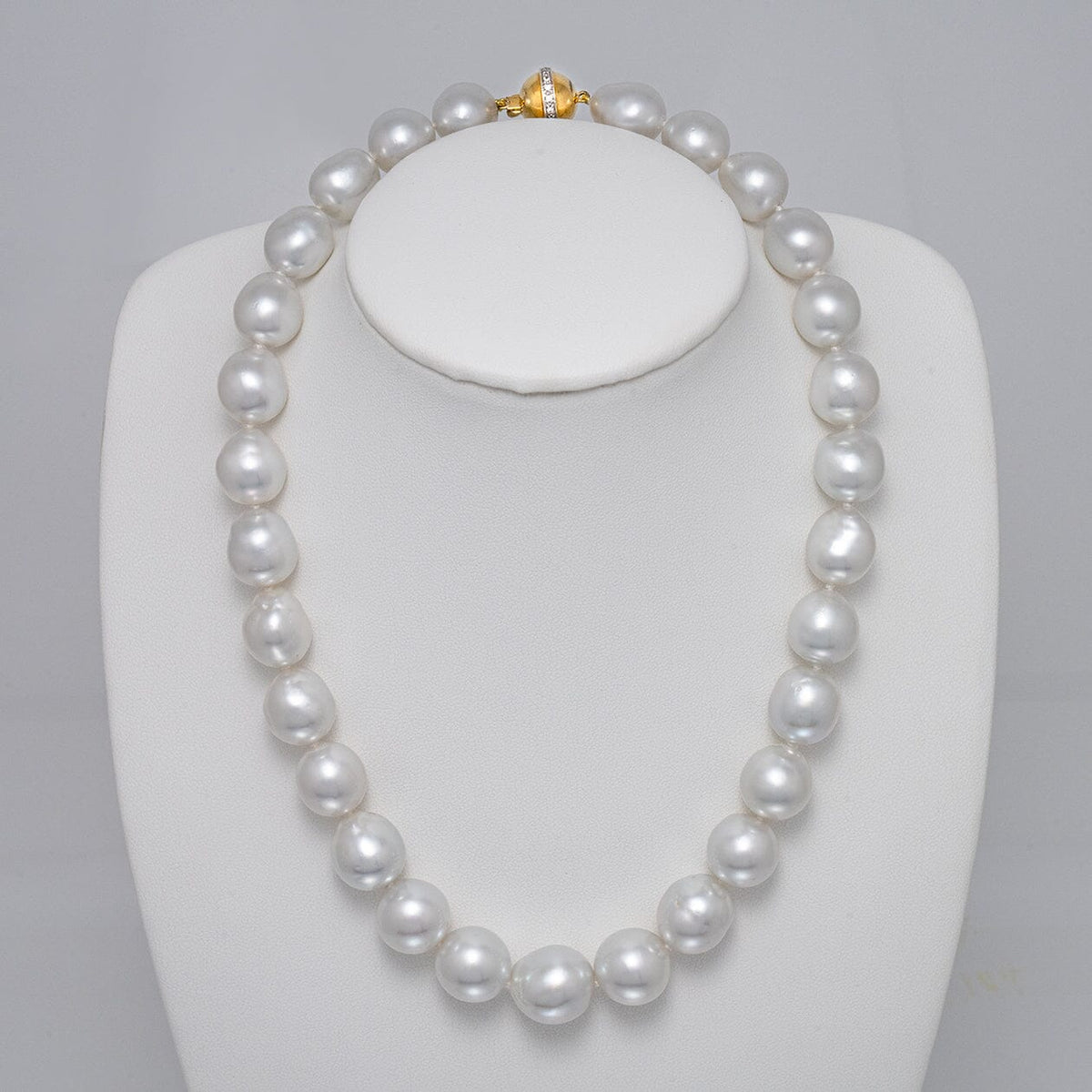 11.4-14.2 mm AAA Near-Round White South Sea Pearl Necklace, view 2