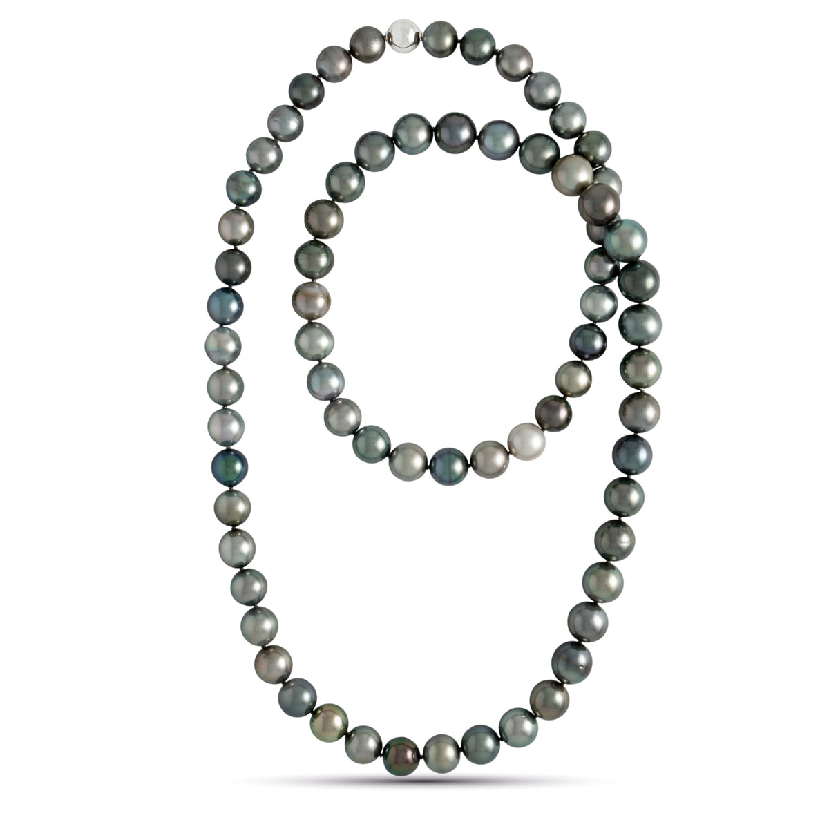 11.0-12.9 mm AAA Round Multicolor Tahitian Pearl Rope Necklace