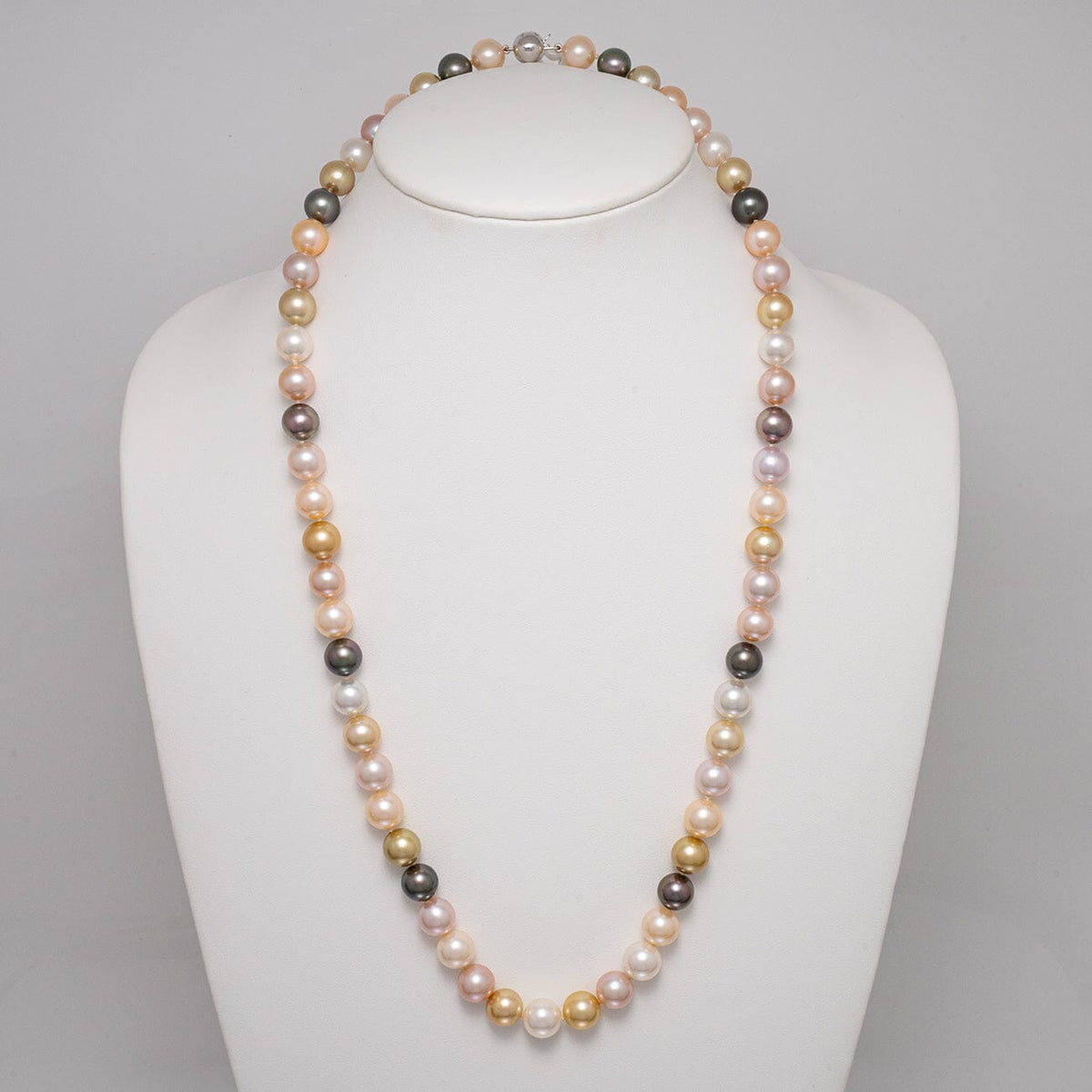 10.2-11.2 mm AAA Round Multicolor South Sea, Tahitian and Edison Freshwater Pearl Opera Necklace