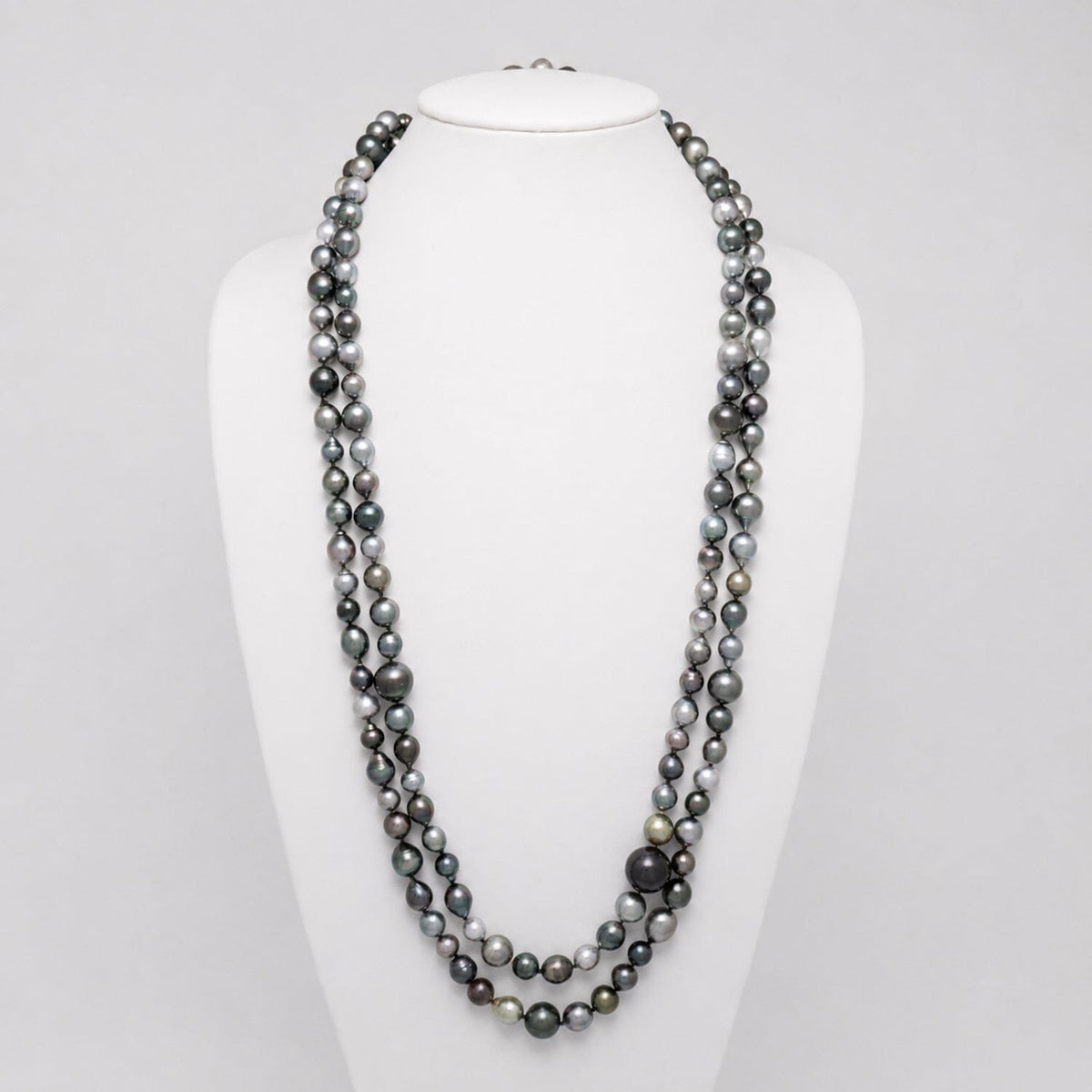 8.0-16.0 mm AAA Multicolor Tahitian Pearl Rope Necklace, view 2