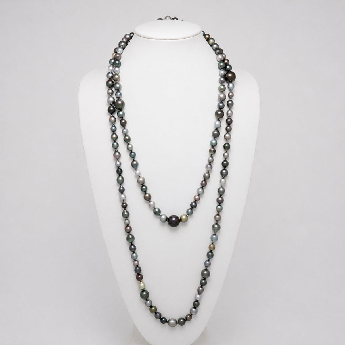 8.0-16.0 mm AAA Multicolor Tahitian Pearl Rope Necklace, view 3