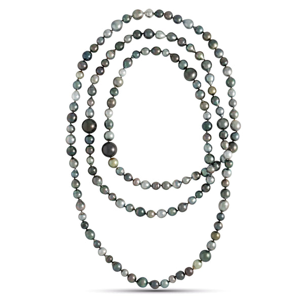 8.0-16.0 mm AAA Multicolor Tahitian Pearl Rope Necklace