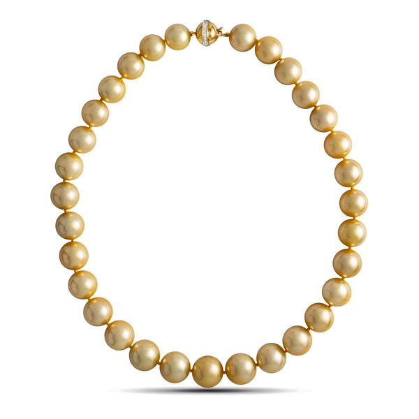 12.0-14.8 mm AAA Round Golden South Sea Pearl Necklace