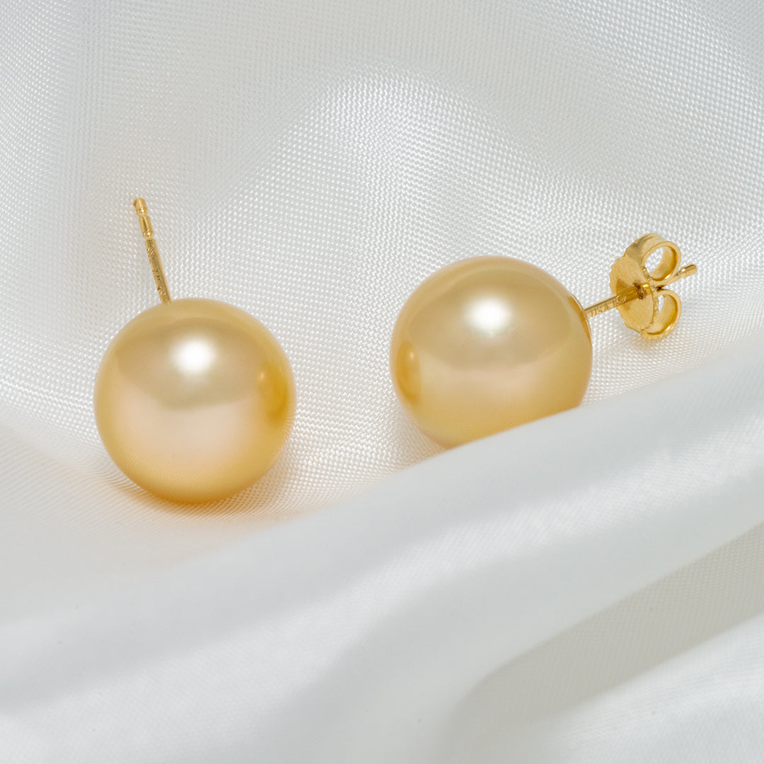 12.0-13.0 mm Golden South Sea Pearl Stud Earrings