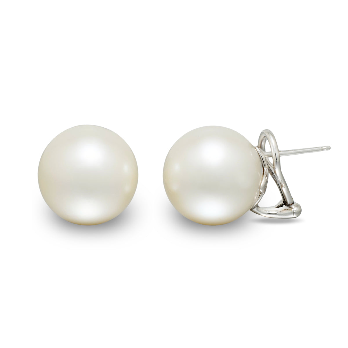 15.0-16.0 mm White South Sea Pearl Stud Earrings