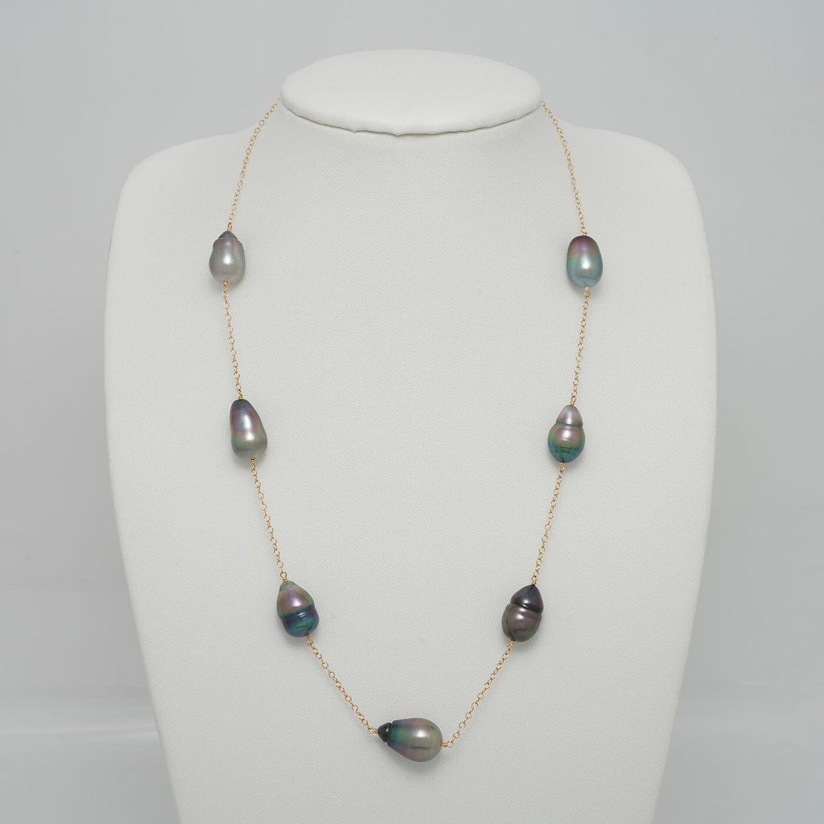 TC-13: 9.5-11 mm Tahitian Drop Pearl Tin Cup Necklace livestream